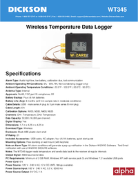 Thumbnail of document Data Sheet - WT3 Wireless Temperature Data Loggers